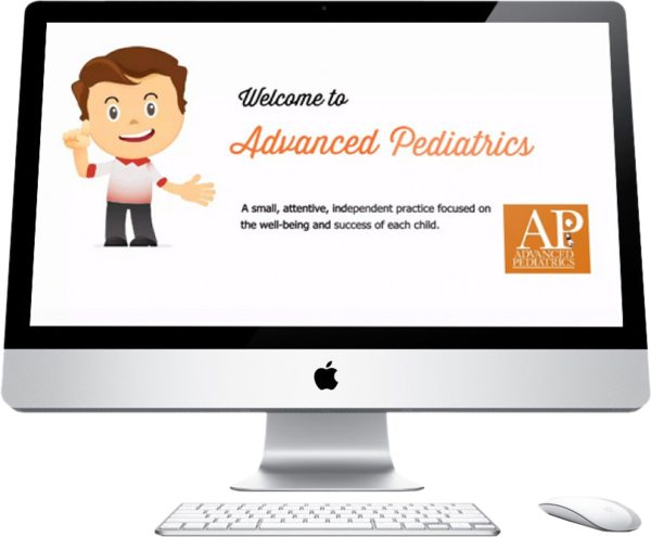 TV Monitor displaying Welcome to Advanced Pediatrics