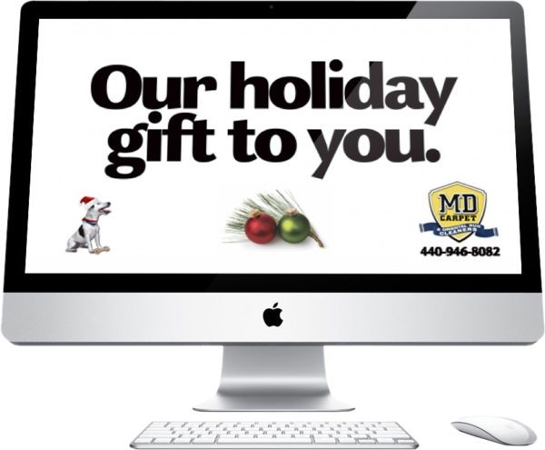 TV Monitor displaying Christmas Carpet Clean thirty second spot